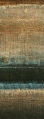 RANDY HIBBERD - MINIMAL LINES I (Brown and Blue) - MIXED MEDIA ON PAPER - 12 X 40