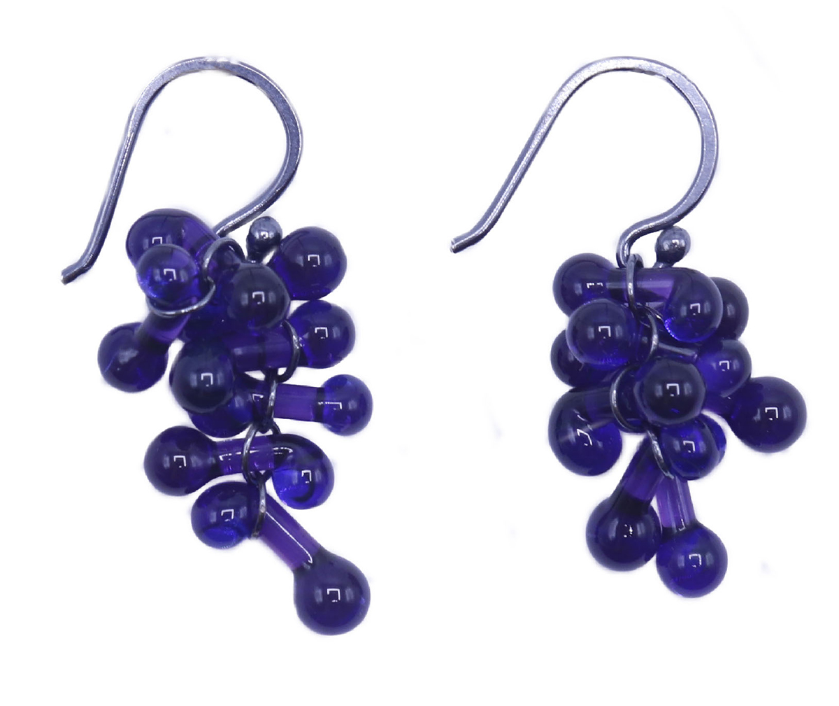 KRISTA BERMEO - VIOLET OCEAN EARRINGS SHORT DOUBLE STRAND - GLASS