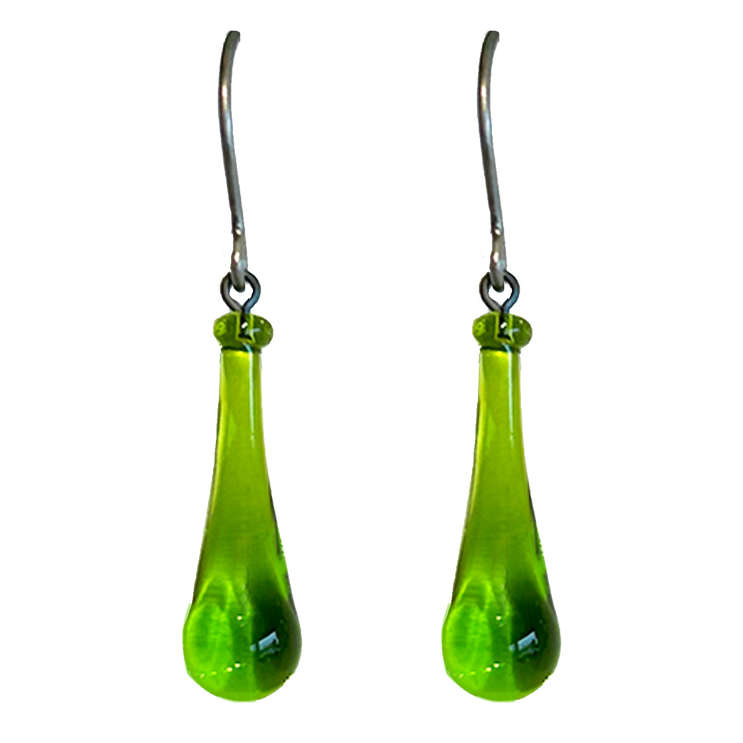 KRISTA BERMEO - SMALL LIME TEARDROPS, TITANIUM - GLASS