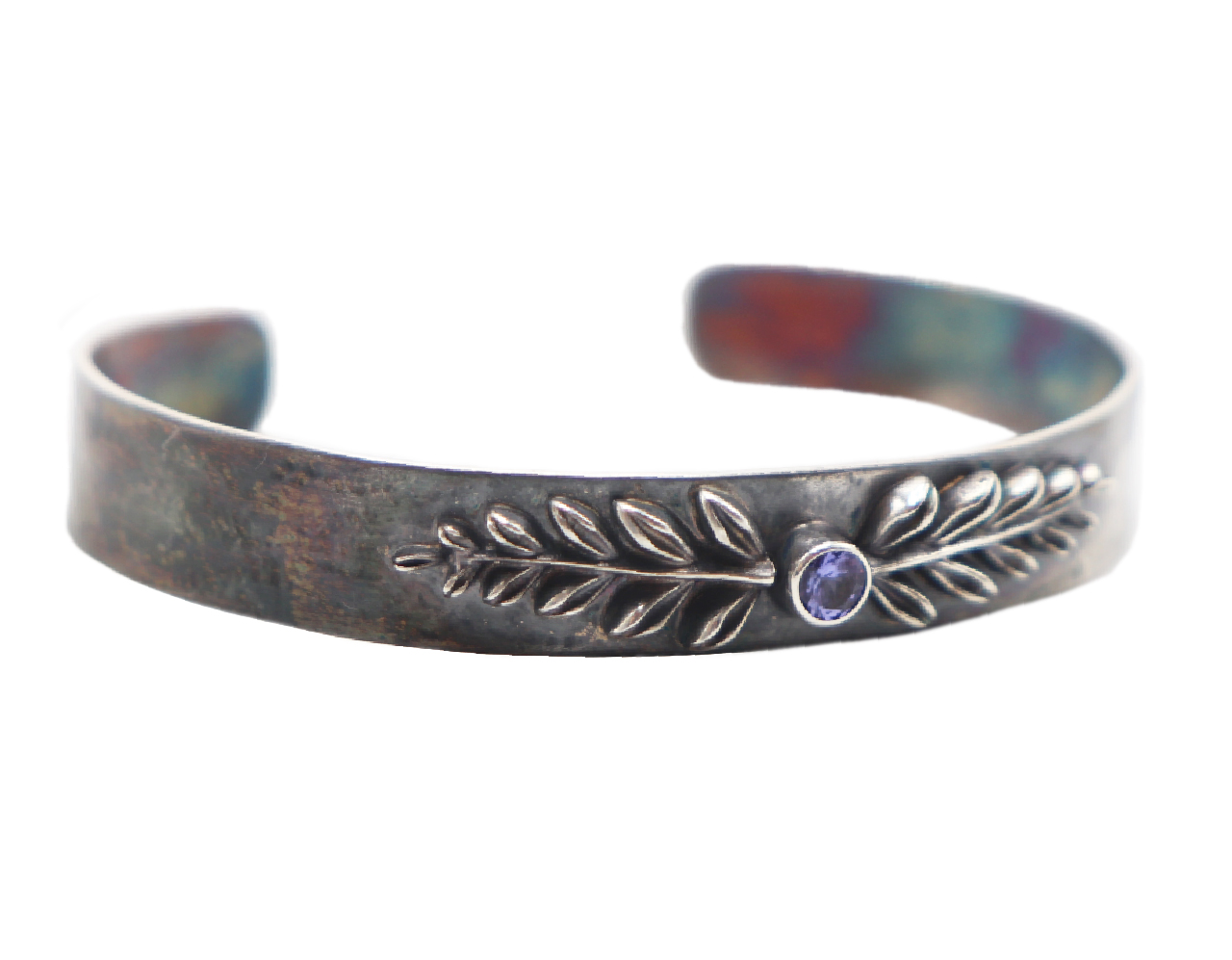 MICHELENE BERKEY - STERLING SILVER BRACELET W/ TANZANITE - STERLING & GEMSTONE