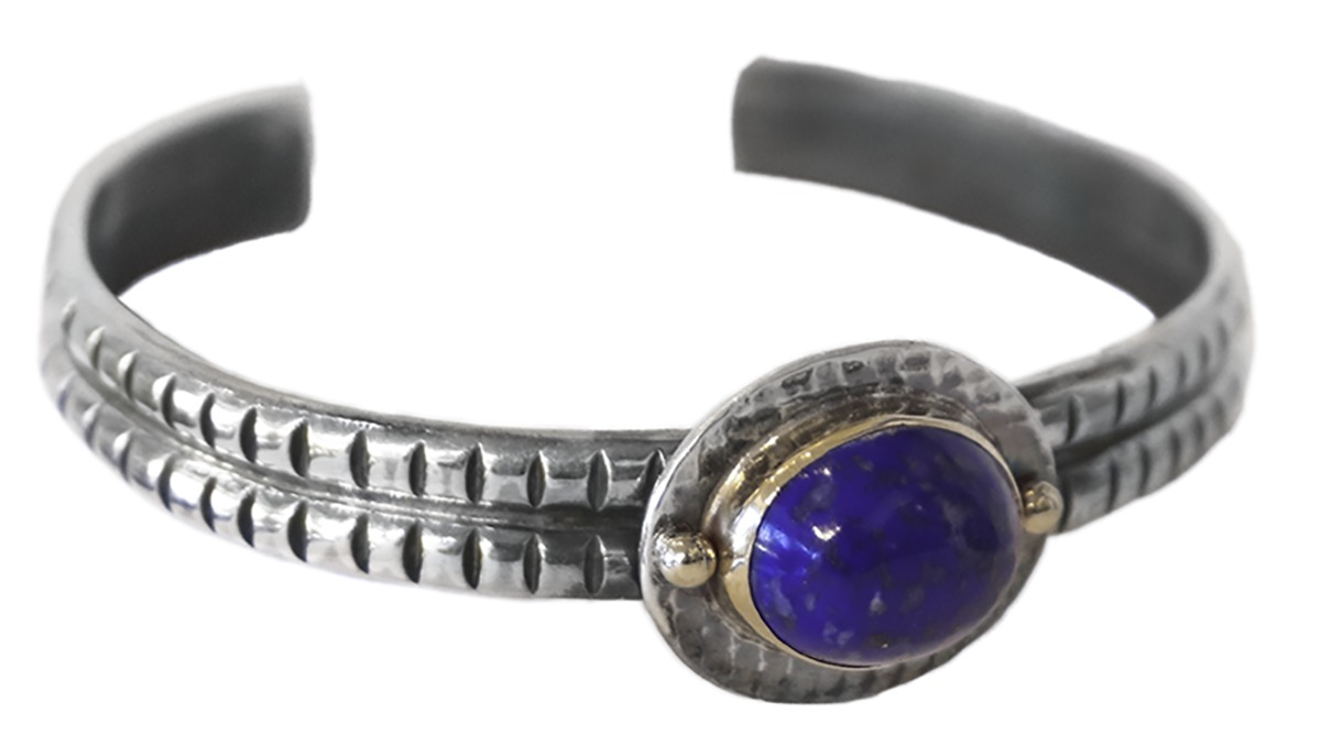 MICHELENE BERKEY - STERLING LAPIS CUFF, 18K, 14K - STERLING & GEMSTONE