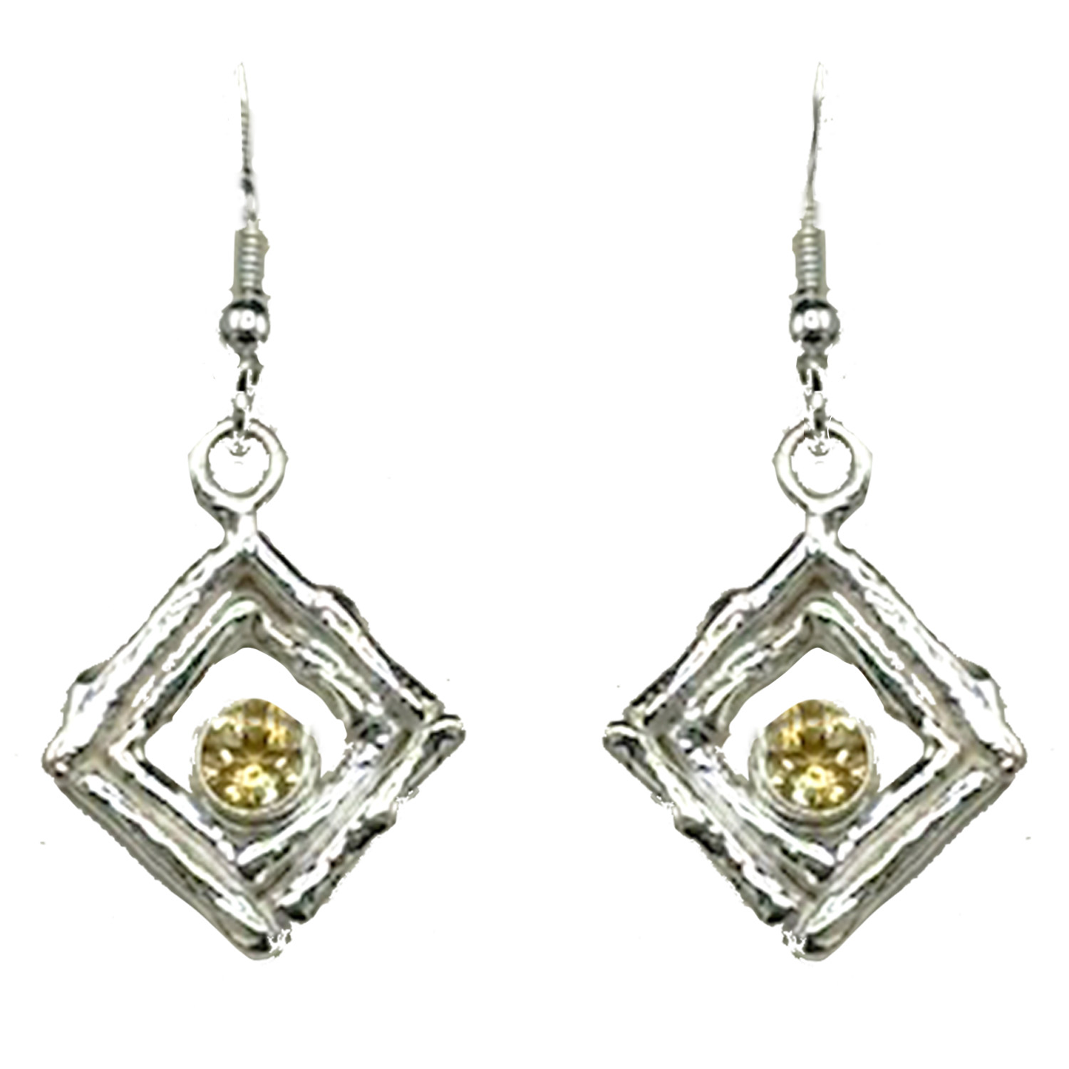 MICHELENE BERKEY - YELLOW SAPPHIRE SQUARE EARRINGS - STERLING & GEMSTONE