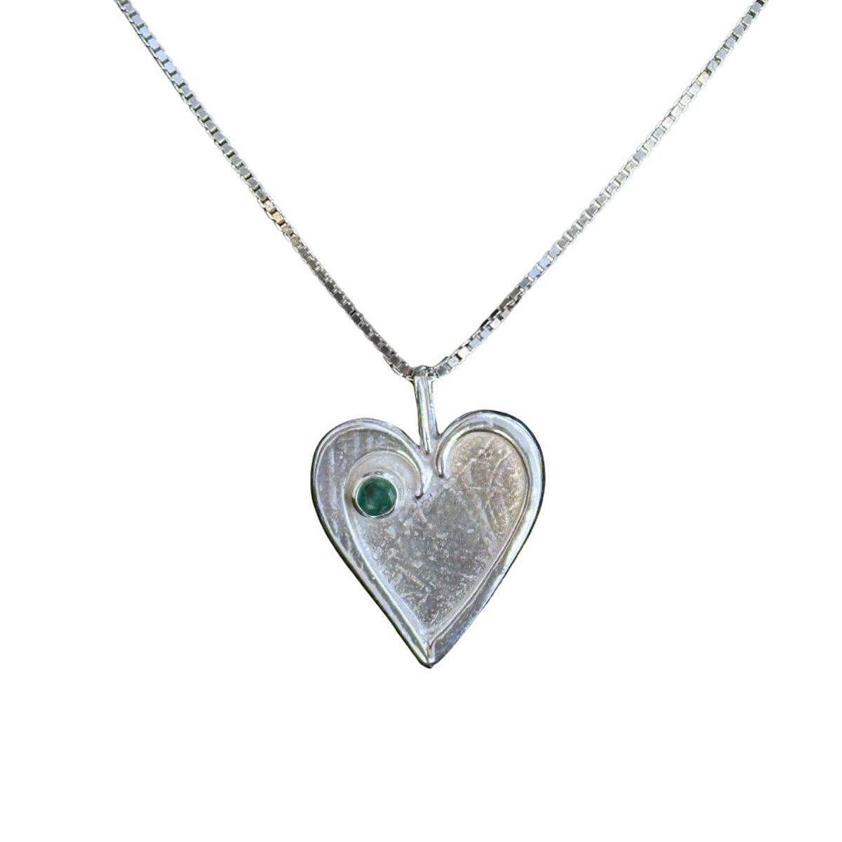 MICHELENE BERKEY - EMERALD HEART NECKLACE - STERLING & GEMSTONES