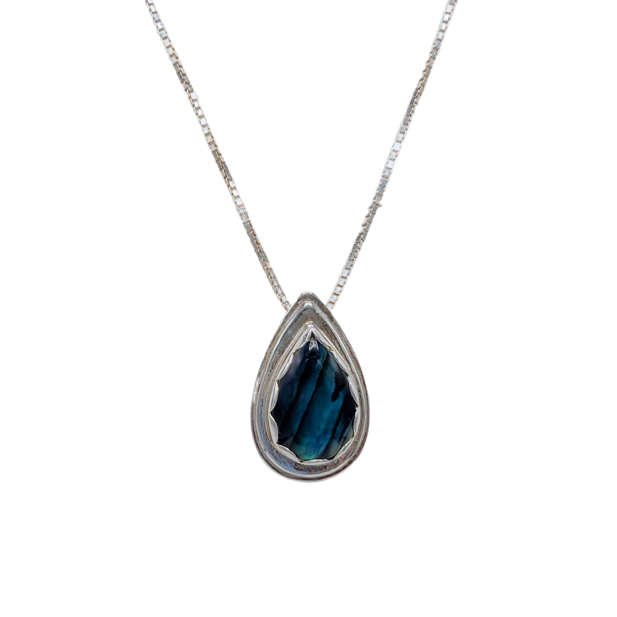 MICHELENE BERKEY - NEW ZEALAND PAUA SHELL NECKLACE - STERLING SILVER