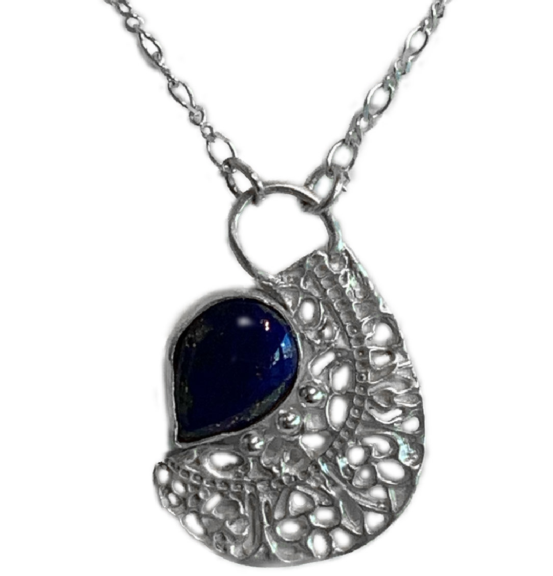 HOURI BORJIAN - STERLING SILVER NECKLACE W/ LAPIS LAZULI - STERLING & GEMSTONE