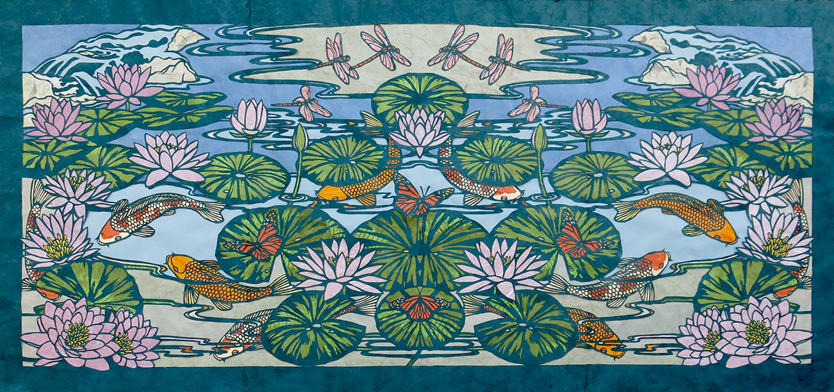 LORRAINE BUBAR - POND PEACE - PAPER CUT - 48 x 23