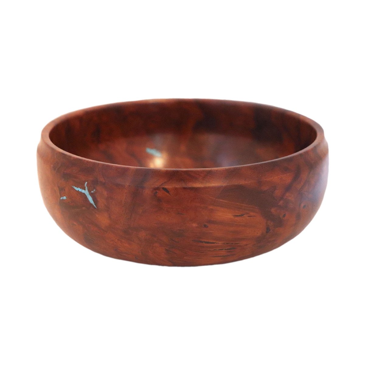 TOM BORUSKY - CLARO WALNUT BOWL WITH TURQUOISE INLAY - WOOD