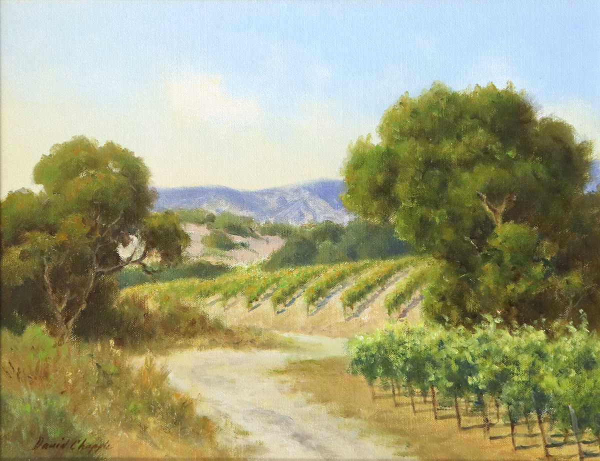 DAVE CHAPPLE - VINEYARD ROAD - OIL ON BOARD - 14 X 11