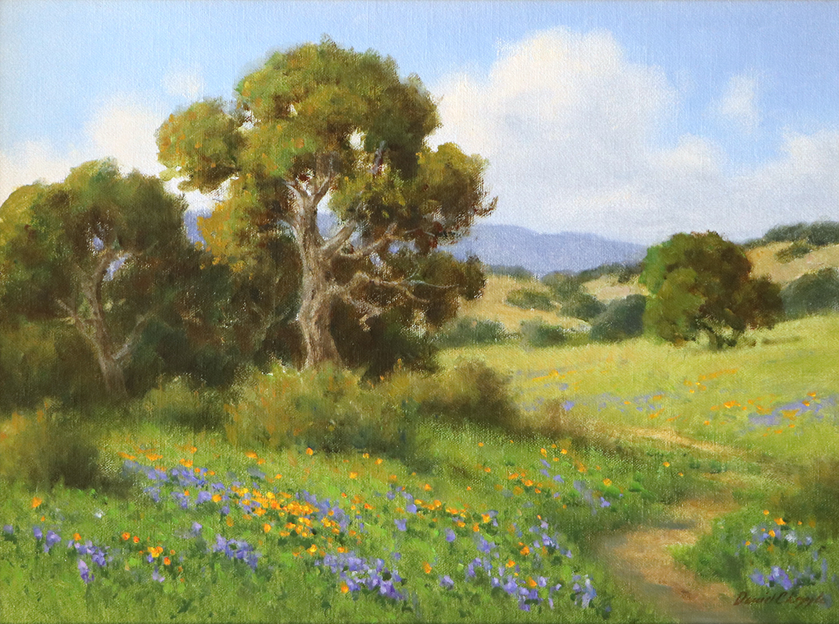 DAVE CHAPPLE - VALLEY OAKS - OIL ON BOARD - 12 X 16