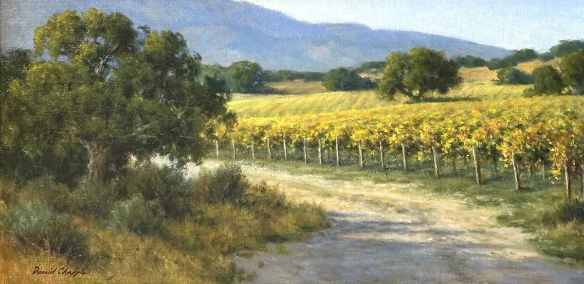 DAVE CHAPPLE - FALL VINEYARD - OIL ON BOARD - 12 X 24