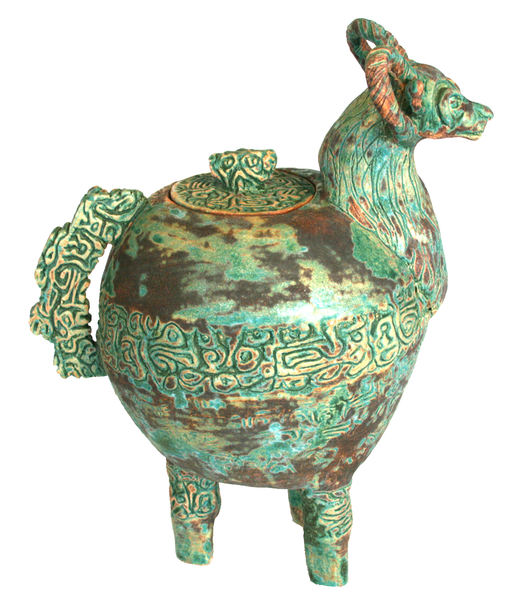 GRACE CHANG - LIDDED RAM VESSEL - CERAMIC - 11 X 11.5