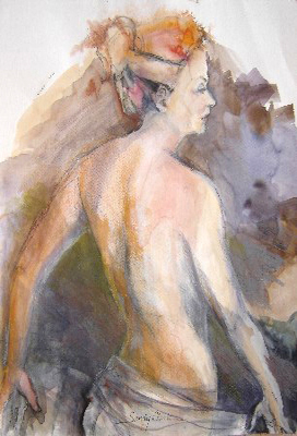 SANDY CLARK - MARY IN MOTION - WATERCOLOR - 15 X 22