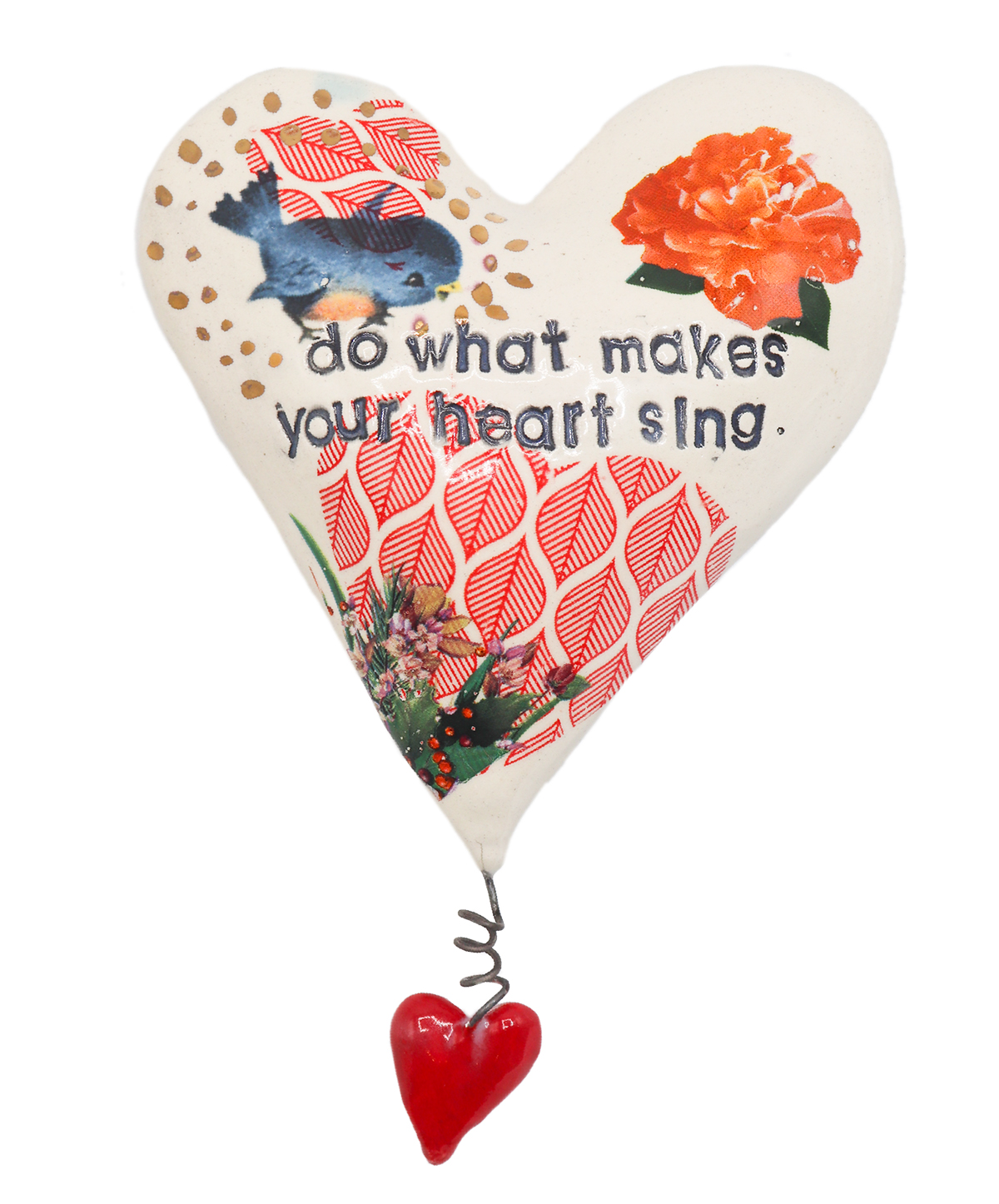 MARIA COUNTS - "DO WHAT MAKES YOUR HEART SING" HEART - CERAMIC - 4.5 x 6.5 x 1.25