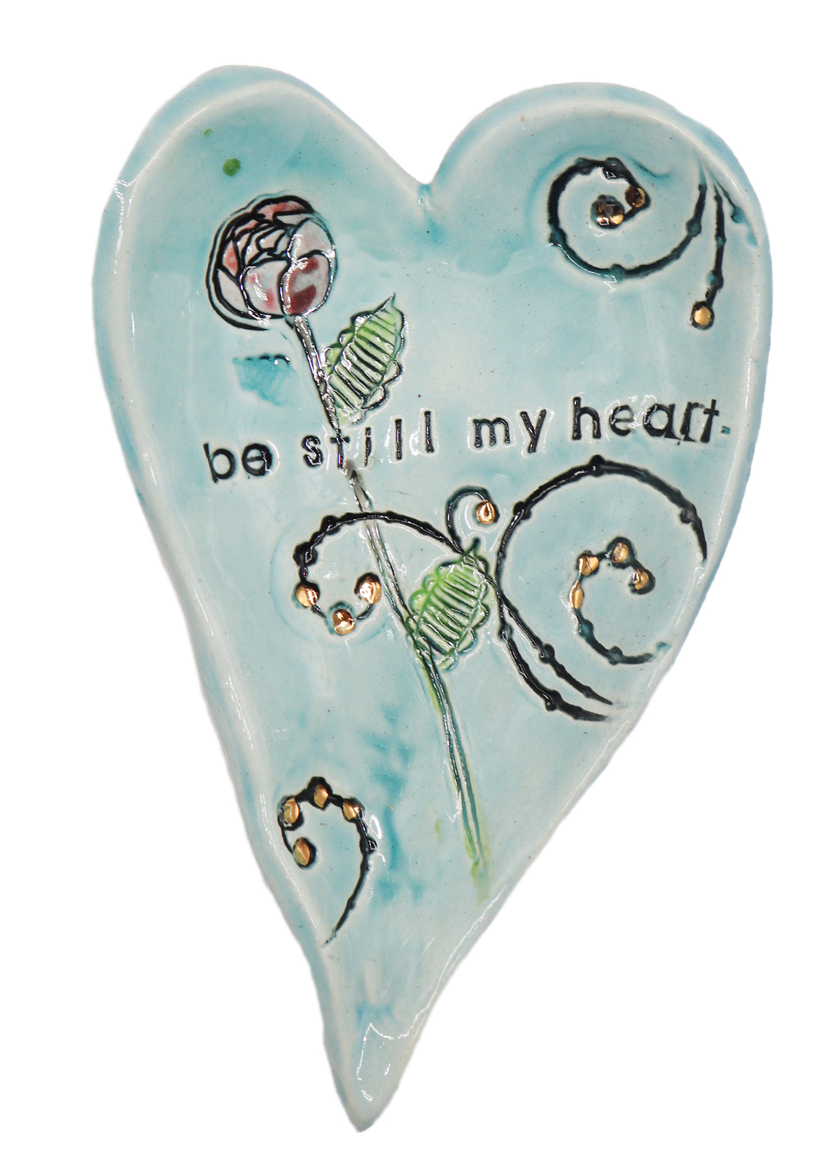 MARIA COUNTS - "BE STILL MY HEART" HEART - CERAMIC - 4 x 6
