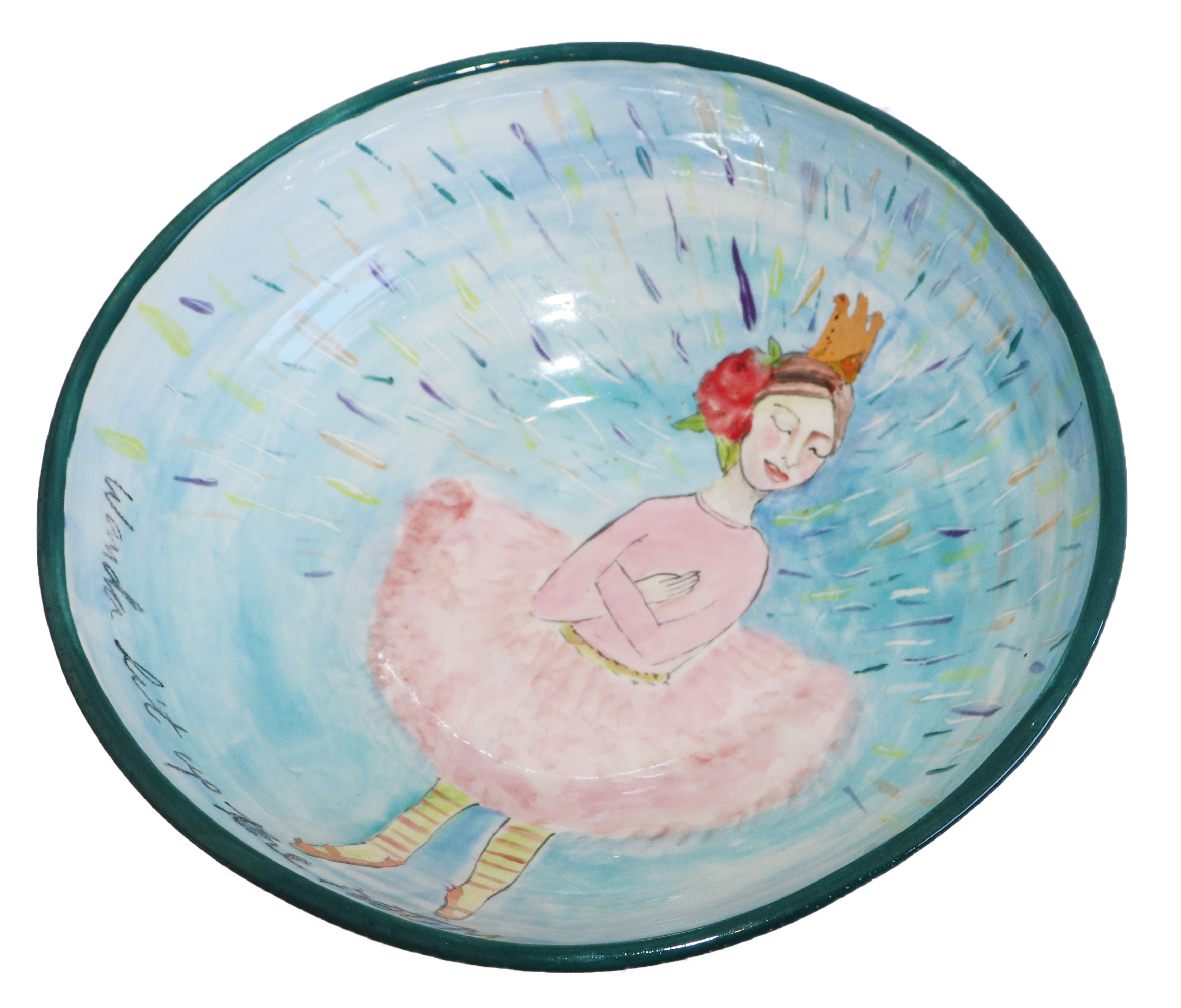 MARIA COUNTS - PINK BALLERINA, WANDA WARE BOWL - CERAMIC - 8.25 x 2.5 x 8.25