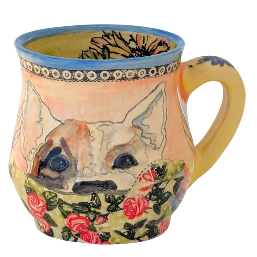 MARIA COUNTS - DOG & FLOWER MUG - CERAMIC