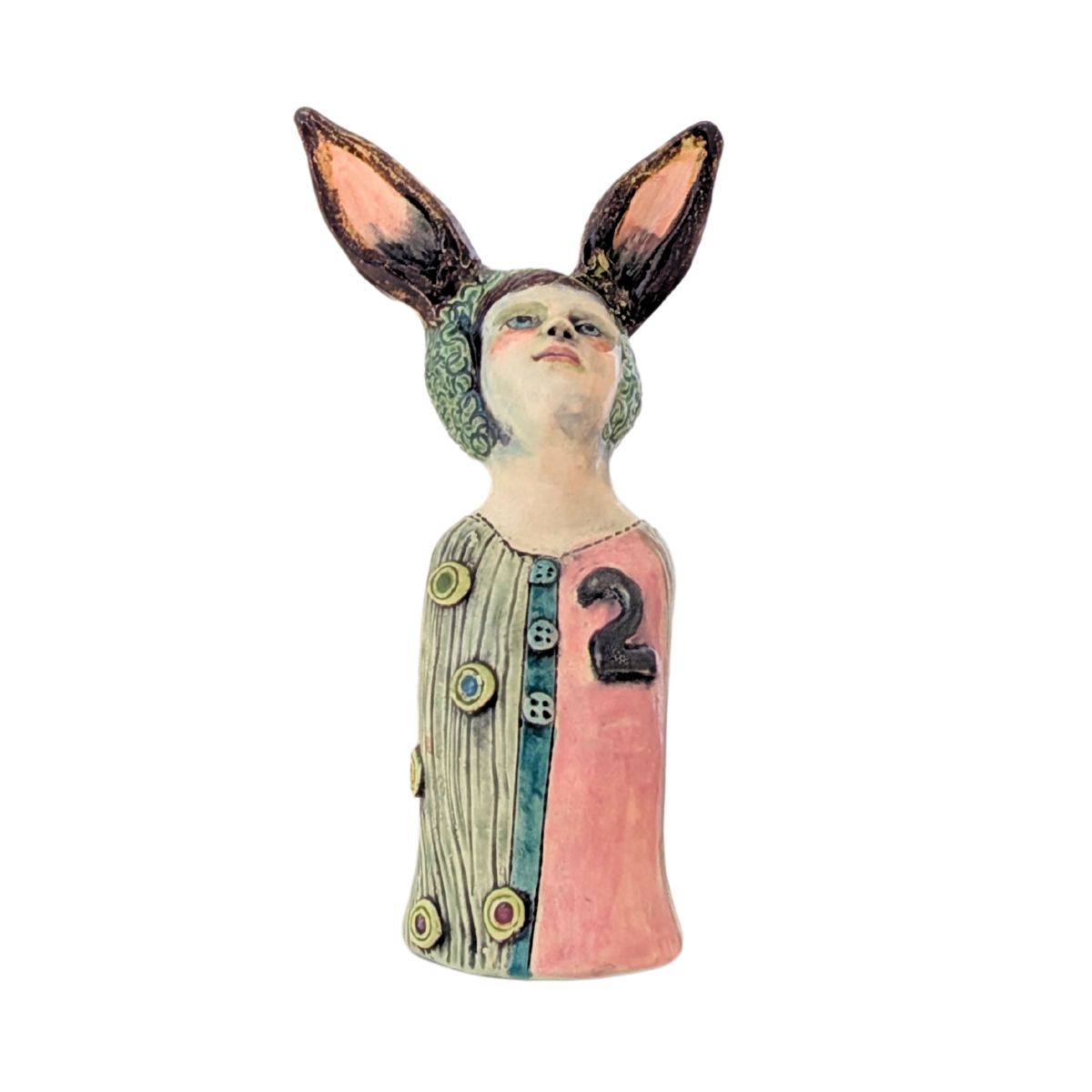 MARIA COUNTS - #2 LRG BUNNY SCULPTURE - CERAMIC - 2 X 6 X 3