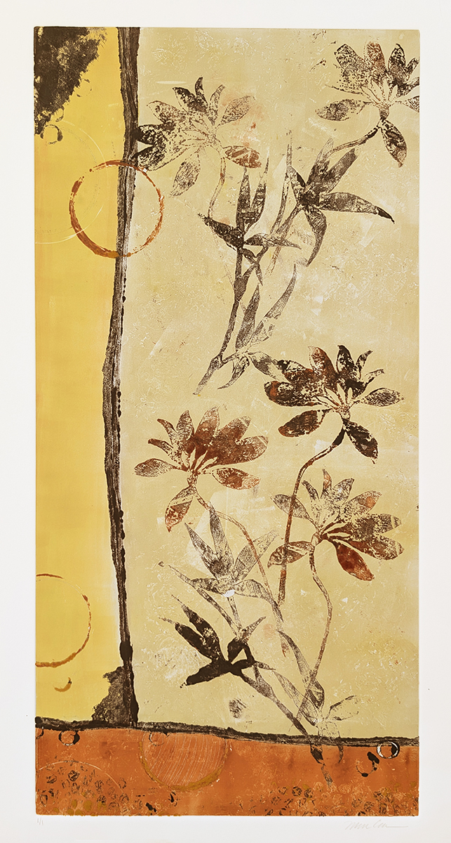 MIMI CORA - MAPLE LEAVES FALLING - MONOPRINT - 13.5 X 28