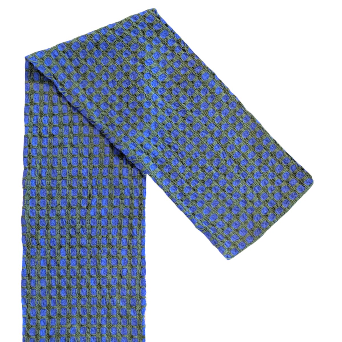 DEANNA DEEDS - COTTON & WOOL SCARF BLUE/GREEN - FIBER