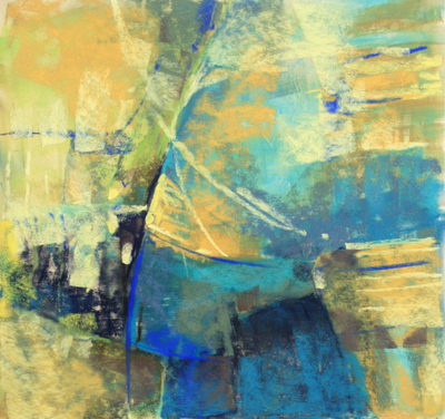 DORI DEWBERRY - TEXTURE IN BLUES AND YELLOWS - PASTEL - 11 X 10.5