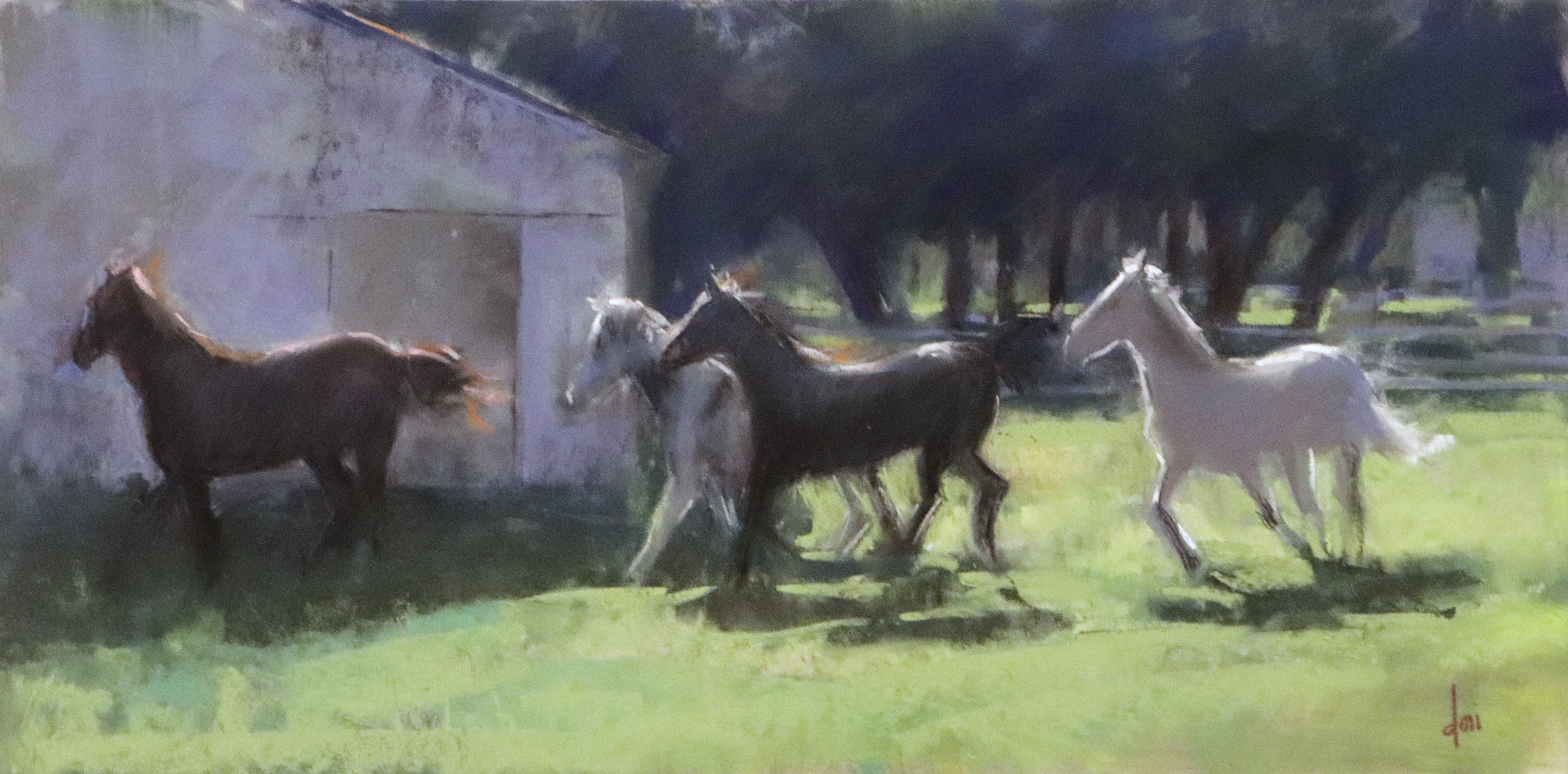 DORI DEWBERRY - HORSE RUN - PASTEL - 18 X 19