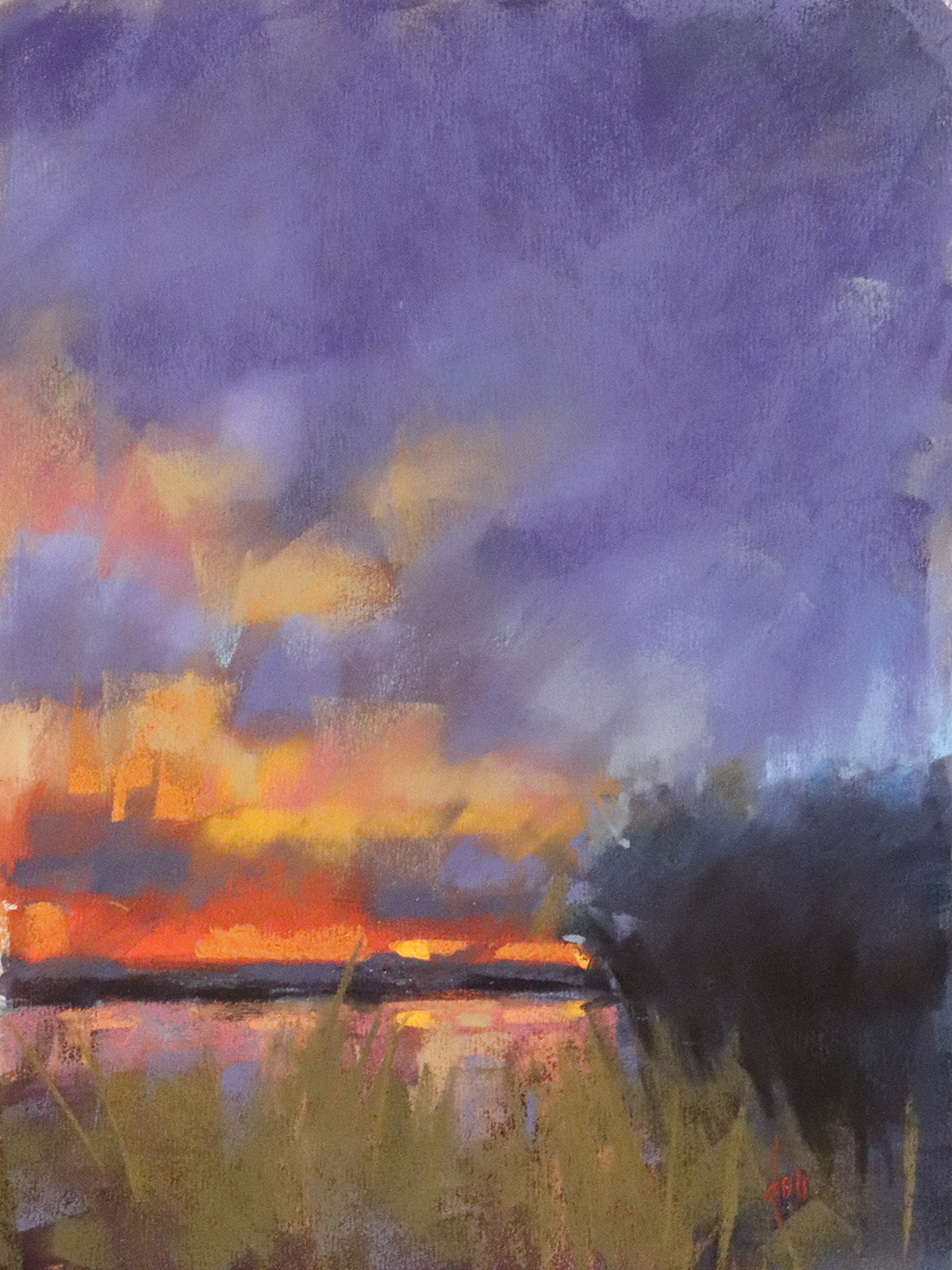 DORI DEWBERRY - FIRE IN THE SKY - PASTEL - 9 X 12