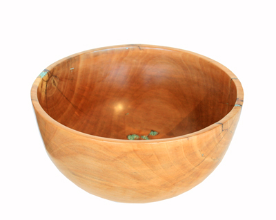MICHAEL EVANS - FERN PINE BOWL WITH TURQUOISE - WOOD - 12.5 x 12.5 x 6.5