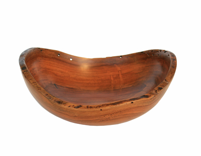 MICHAEL EVANS - MEDIUM OVAL PECAN BOWL W/ NATURAL EDGE - WOOD - 9 X 8.5 X 8.25