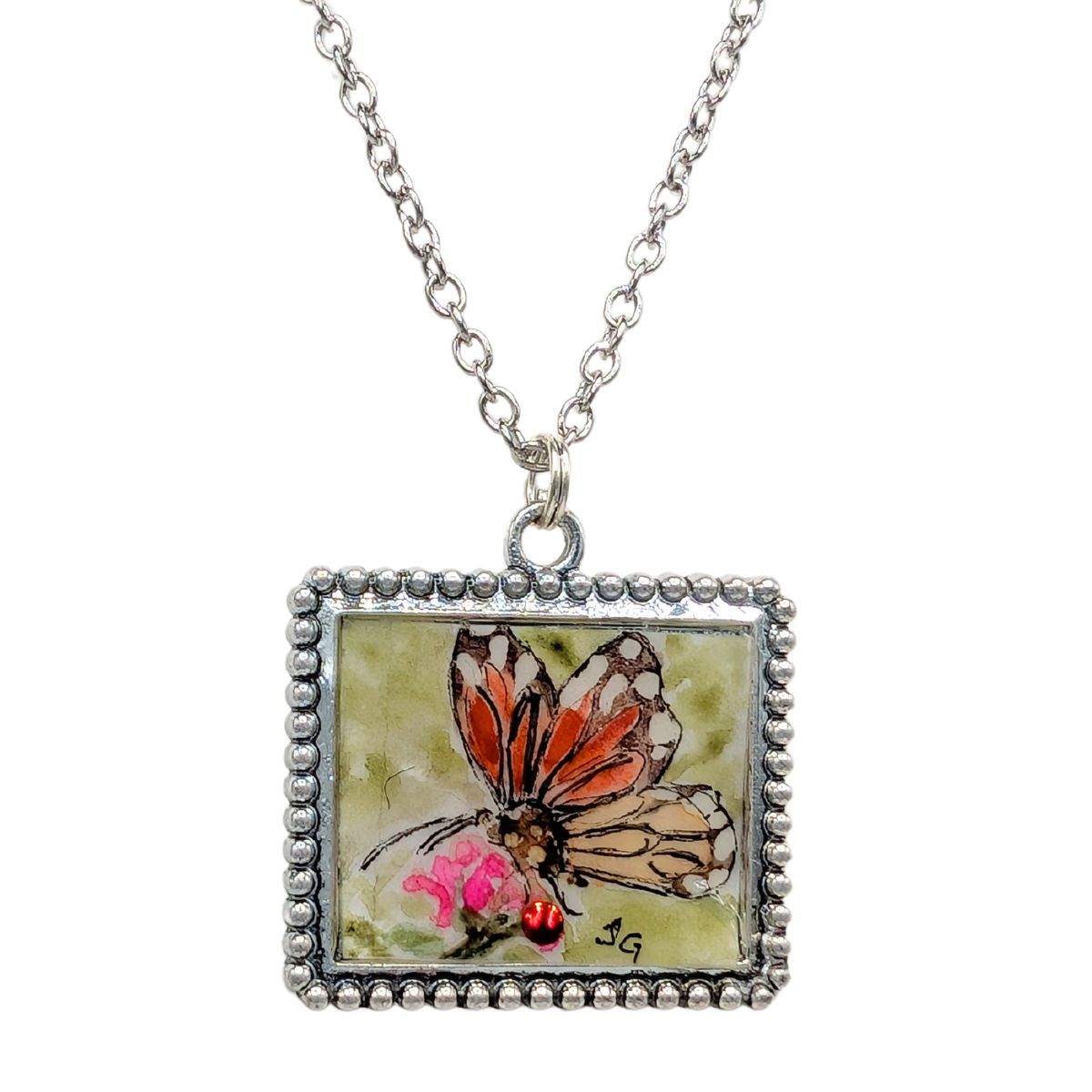 TERRI GALLO - MONACH BUTTERFLY PAINTED NECKLACE - MIXED MEDIA