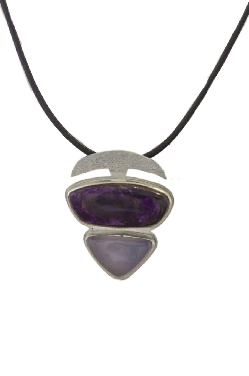 BILL GALLAGHER - SUGILITE, BLUE CHALCEDONY STERLING SILVER PENDANT - STERLING & GEMSTONE