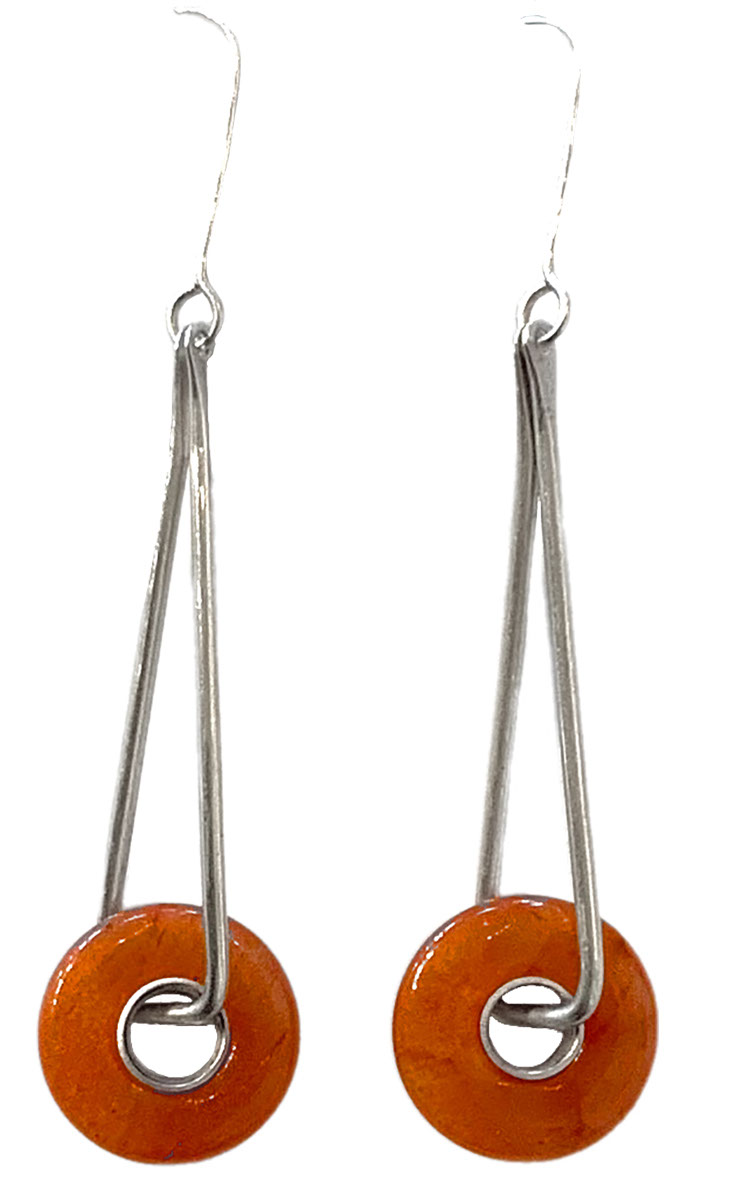 BILL GALLAGHER - CARNELIAN DONUT DROP EARRINGS - STERLING & GEMSTONE