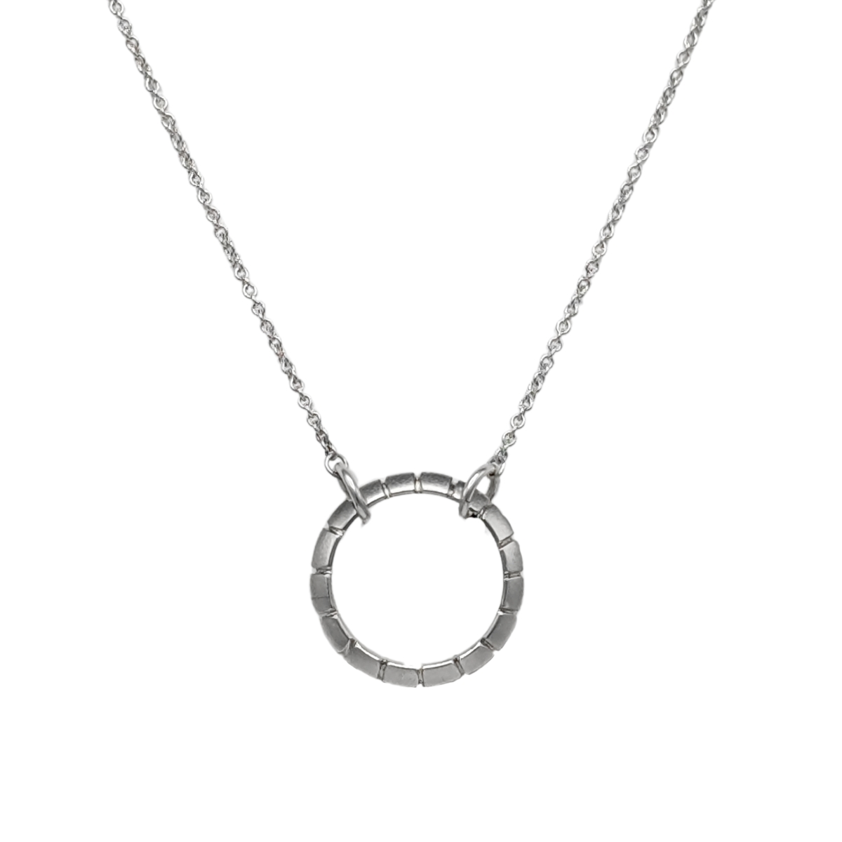 BILL GALLAGHER - NECKLACE W/ CARVED TRIANGLE WIRE RING - STERLING SILVER