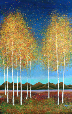 MELISSA GRAVES BROWN - LATE SUMMER GROVE - OIL ON CANVAS - 36 X 60