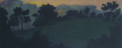 JAMES GROLEAU - DUSK AT SEDGWICK KNOLL - MEZZOTINT - 12 X 5`