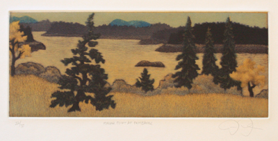 JAMES GROLEAU - MAHAR POINT AT PEMBROKE - MEZZOTINT - 12 X 5