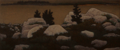 JAMES GROLEAU - NIGHT AT GRANITE BLUFF - MEZZOTINT - 12 X 5