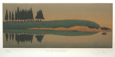 JAMES GROLEAU - FOG OVER EGGEMOGGIN - MEZZOTINT - 12 X 5