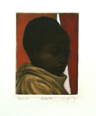 JAMES GROLEAU - AJANTA - MEZZOTINT - 3 X 4