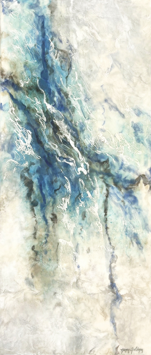 NANCY GOLDMAN - BLUE ENERGY - ENCAUSTIC - 36.5 X 16