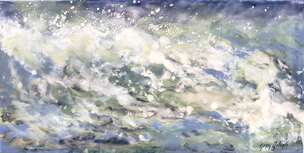 NANCY GOLDMAN - WHITE SPRAY - ENCAUSTIC - 12 X 24