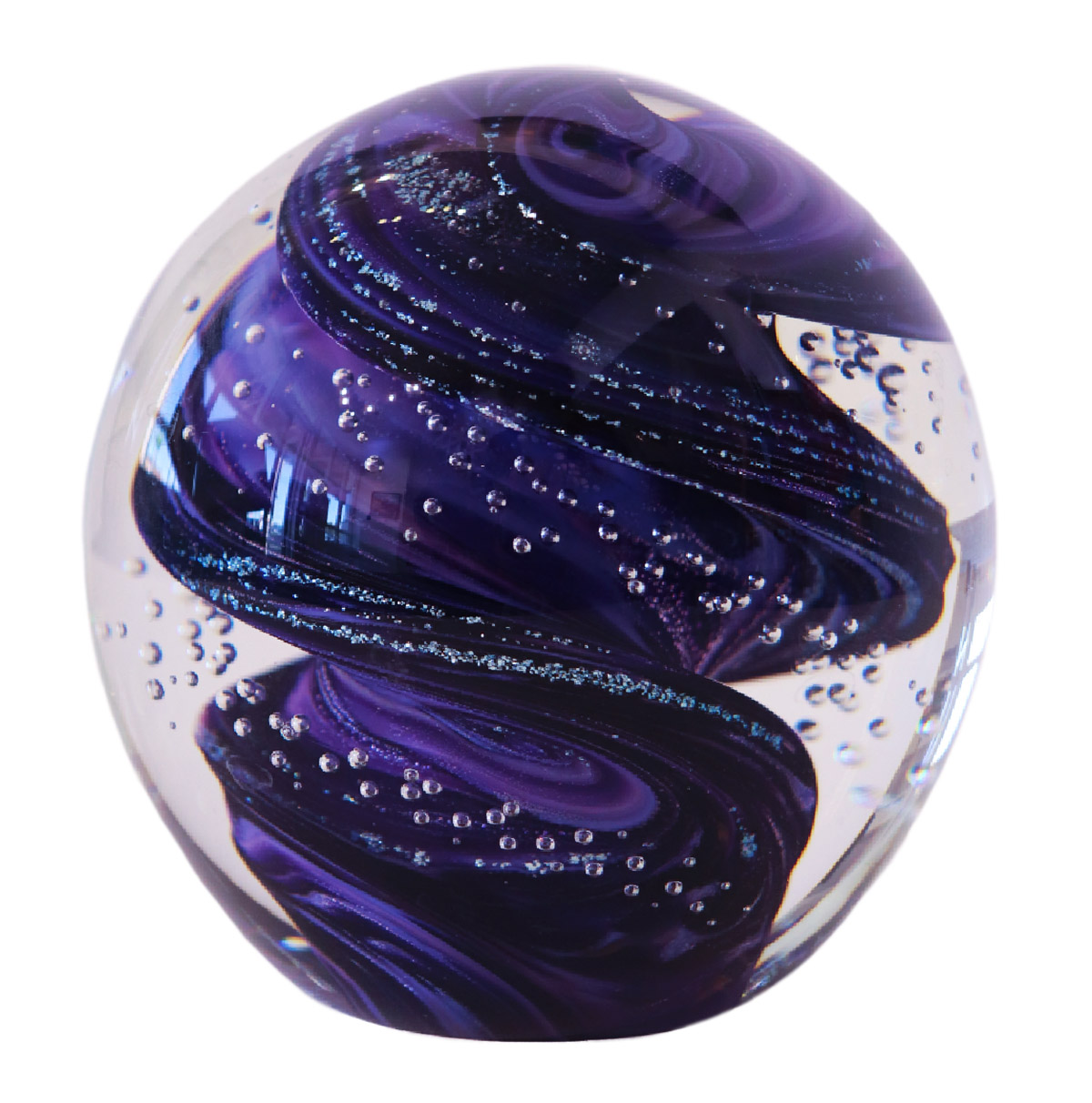 SCOTT GARRELTS - LARGE AMETHYST MINES PAPERWEIGHT - GLASS - 4 x 4 x 4