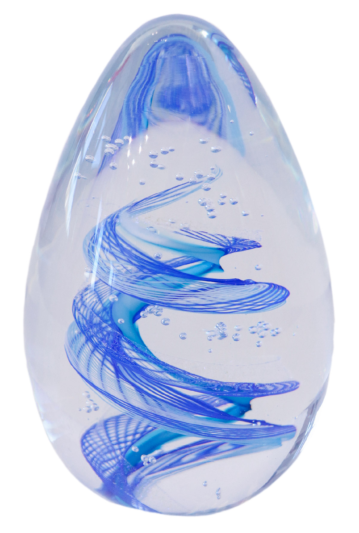 SCOTT GARRELTS - FANCY TWISTY BLUE EGG - GLASS - 3 x 5 x 3