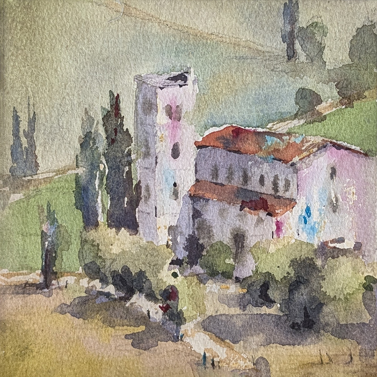 JULIE HILL - TUSCAN HOLIDAY - WATERCOLOR - 6 X 6