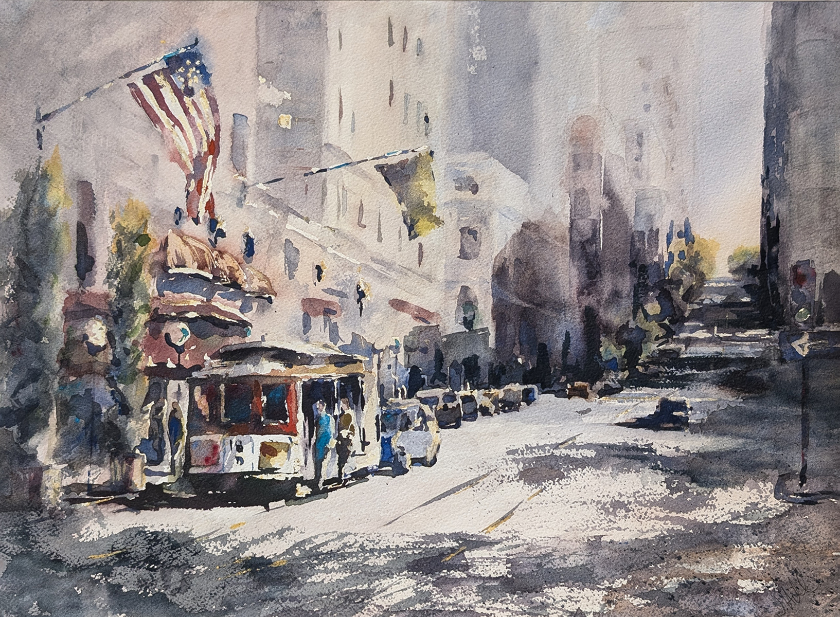 JULIE HILL - POWELL STREET - WATERCOLOR - 16 x 12