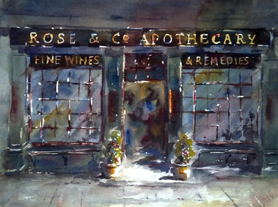 JULIE HILL - ROSE AND CO APOTHECARY - WATERCOLOR - 16 x 12