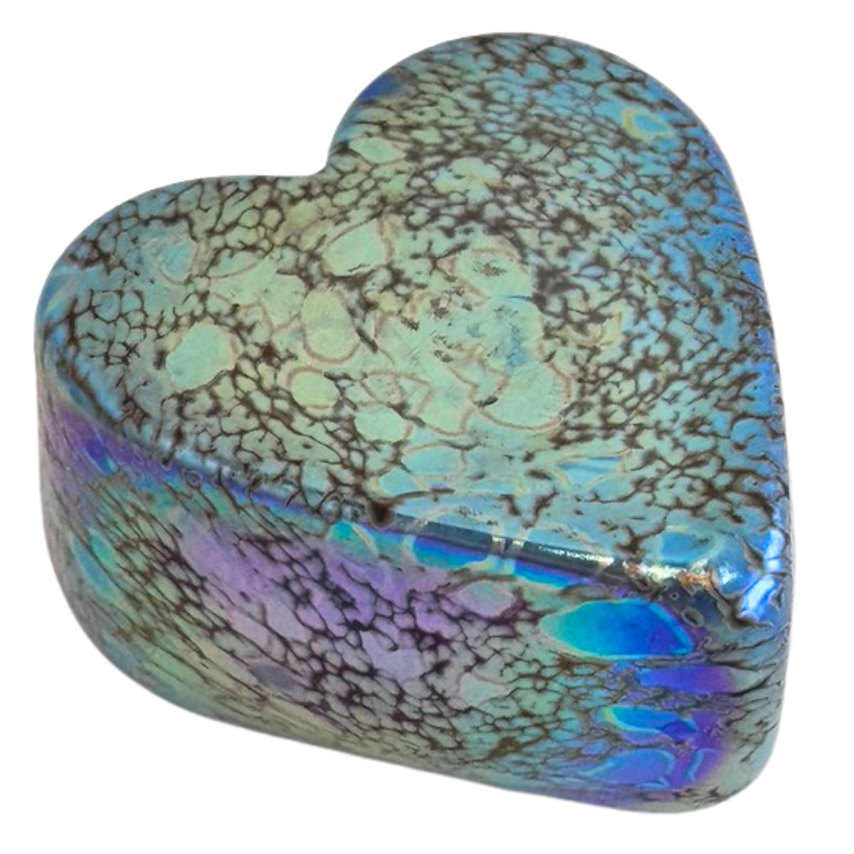 KEN AND INGRID HANSON - LEOPARD HEART PAPERWEIGHT - GLASS