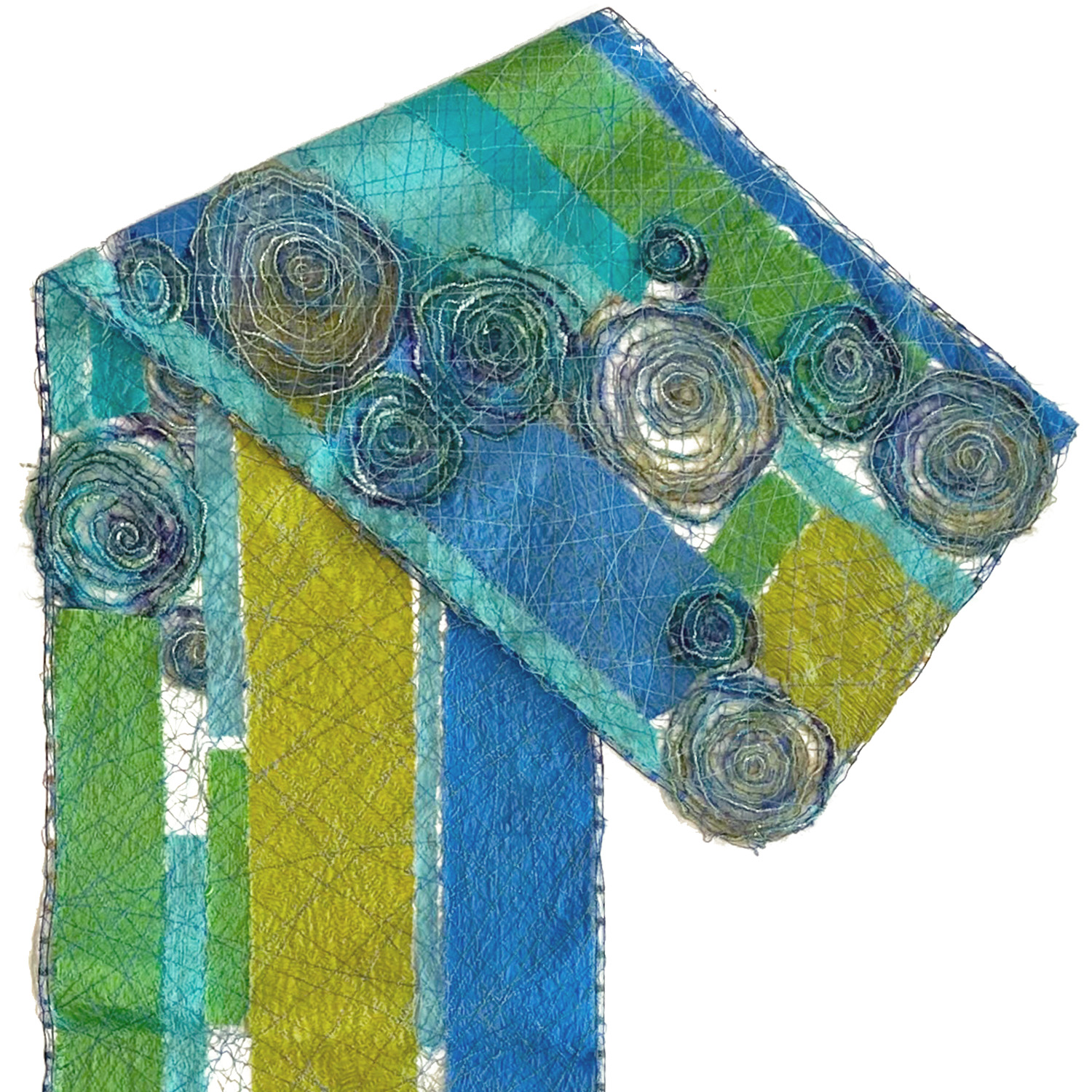 MARY HAMMOND - BLUE PATCHWORK SCARF - FIBER