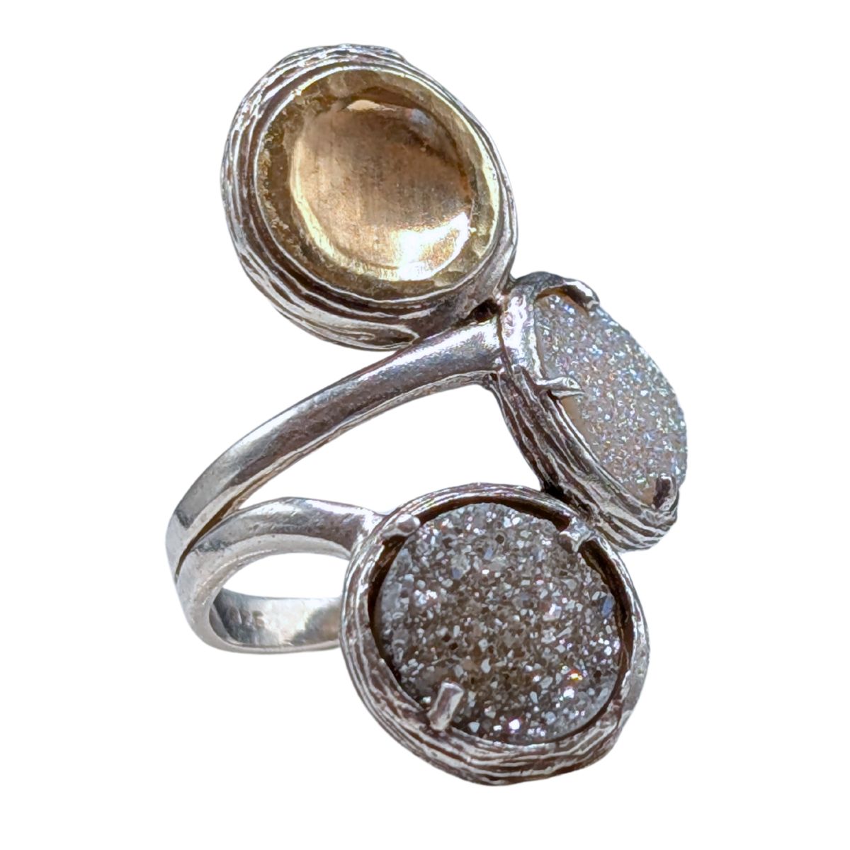 ITHIL METALWORKS - DANCING DRUZY QUARTZ RING - STERLING SILVER