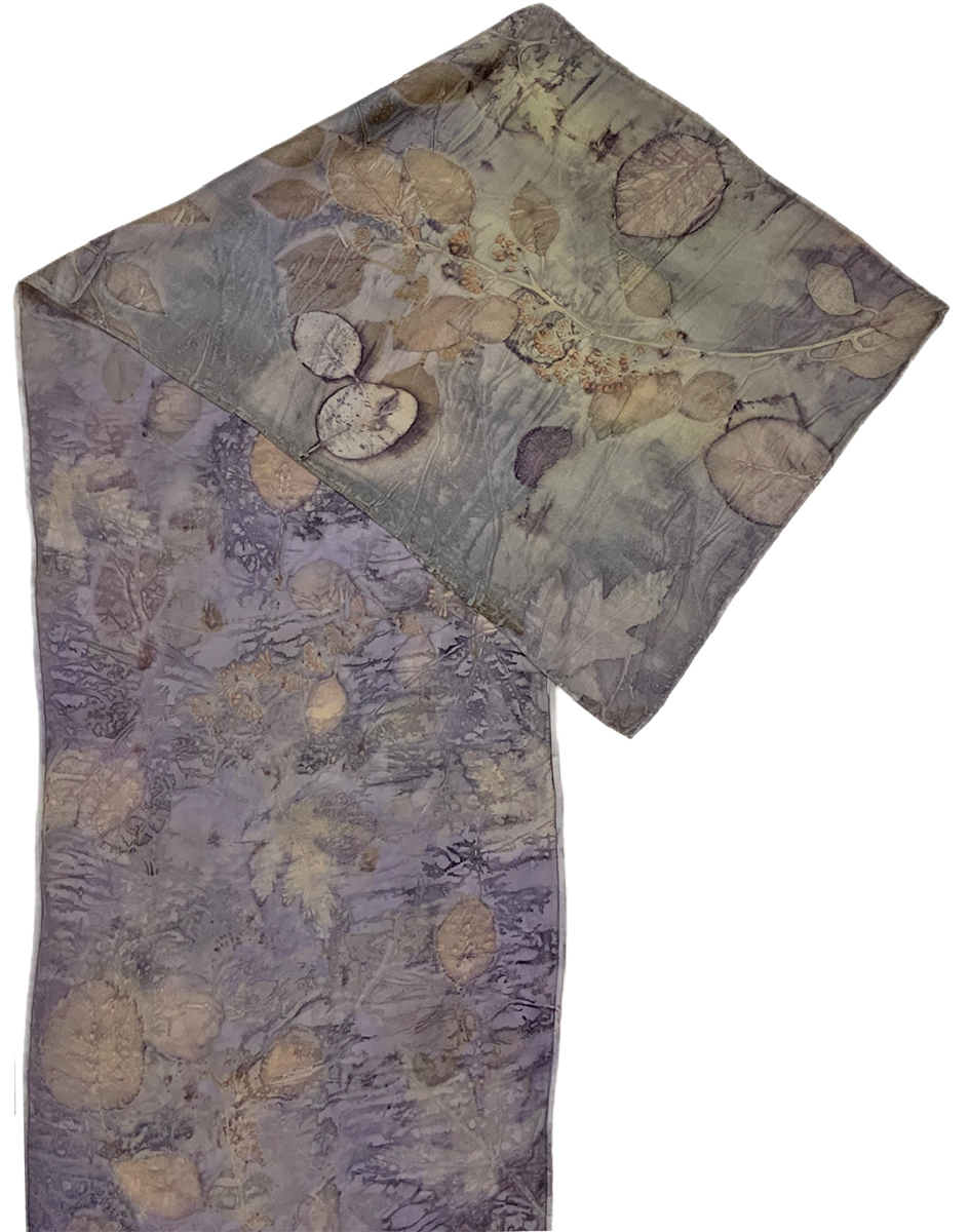 NIKA IVANOFF - BURGUNDY & GREEN CHARMEUSE SILK SCARF - SILK