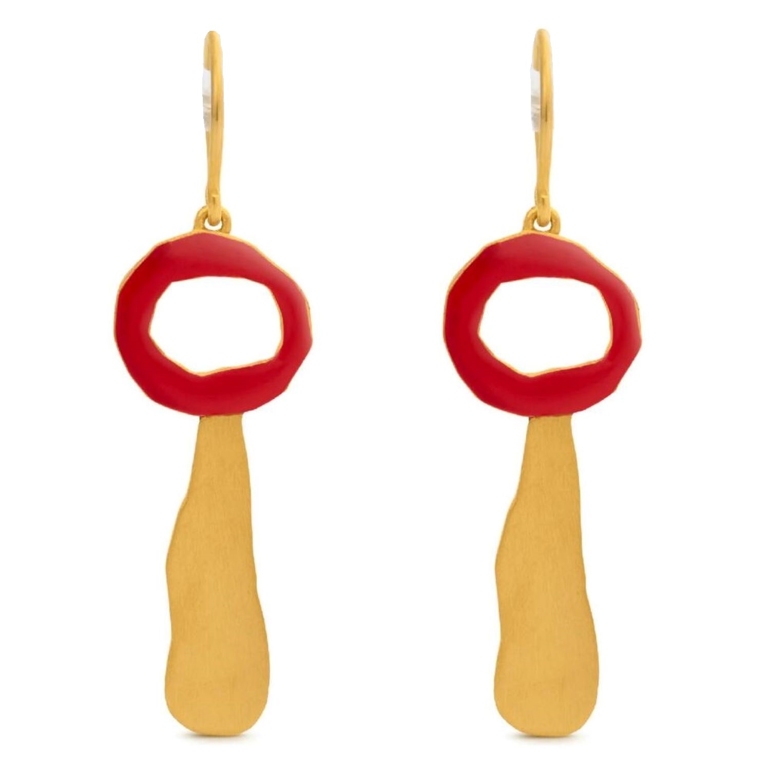 JOIDART - MIRO RED LOOP & GOLD EARRING - GOLD & ENAMEL